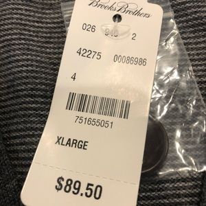 Red Fleece/Brooks Brothers grey cardigan.